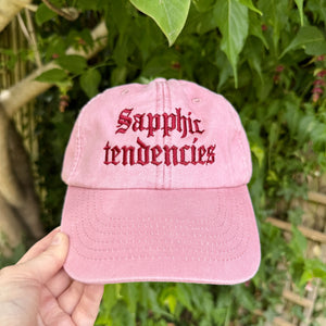 Sapphic Tendencies Embroidered Hat - Vintage Pink Cap