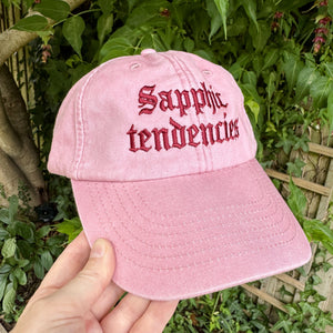 Sapphic Tendencies Embroidered Hat - Vintage Pink Cap