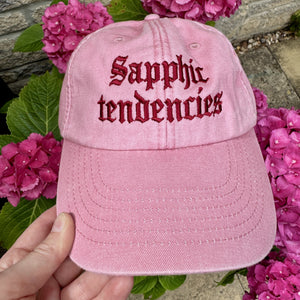 Sapphic Tendencies Embroidered Hat - Vintage Pink Cap