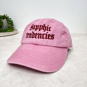 Sapphic Tendencies Embroidered Hat - Vintage Pink Cap