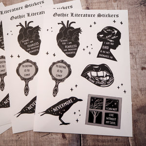 Gothic Literature Vinyl Sticker Sheet - Literary Emporium 