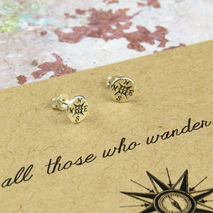 'Not All Who Wander…' Compass Earrings - Literary Emporium