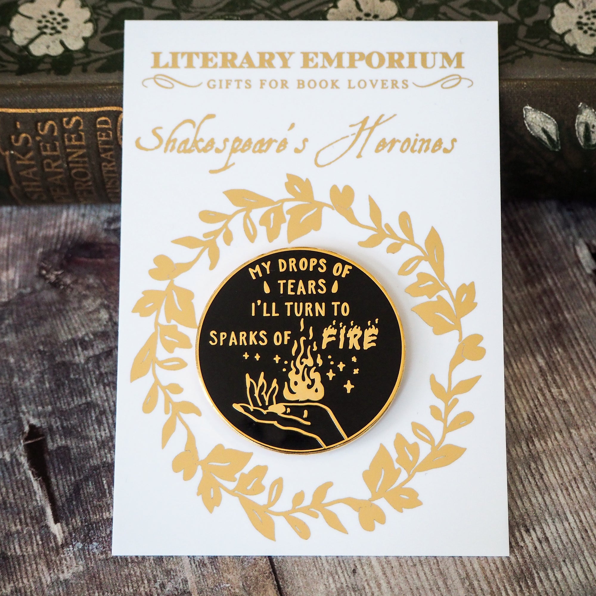 Queen Katharine Enamel Pin - Shakespeare's Heroines Collection - Literary Emporium 