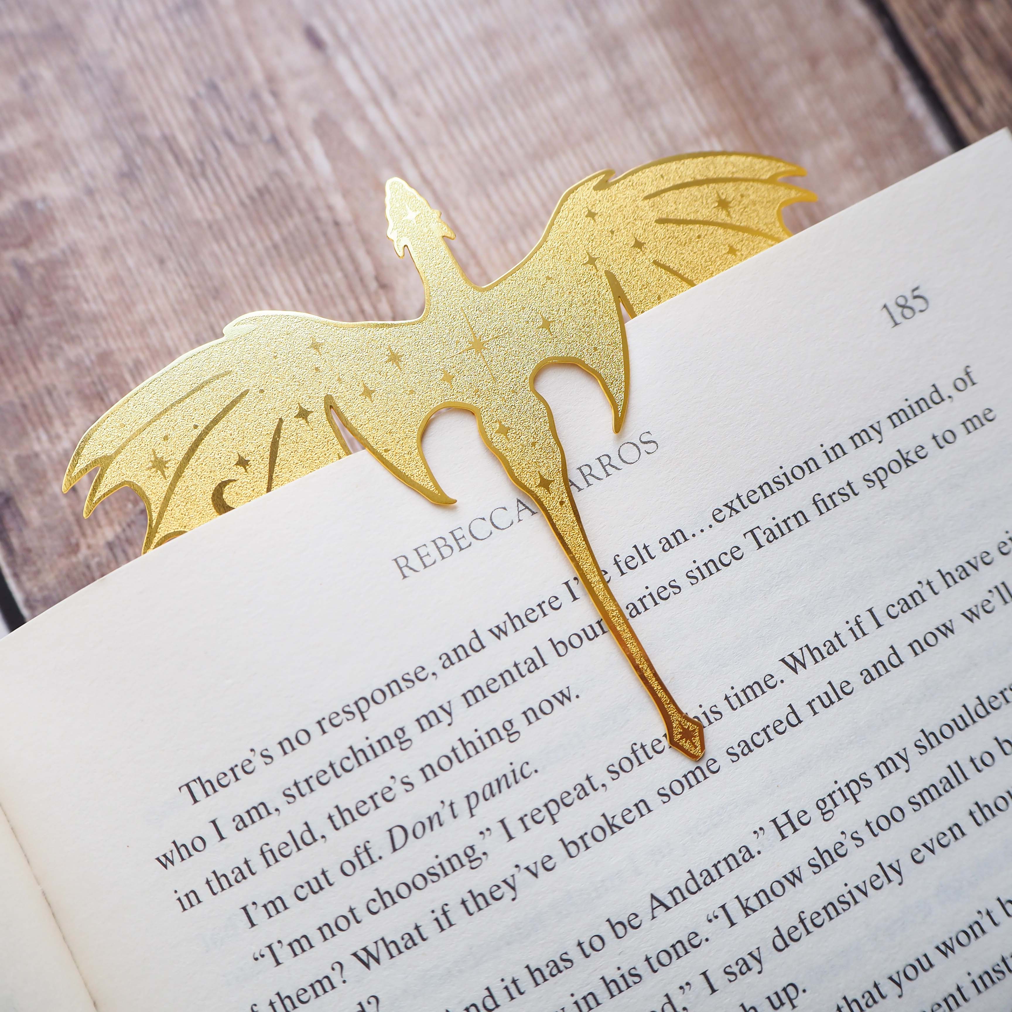 Dragon brass bookmark — literary gift for book lovers