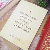 Wuthering Heights Literature Valentines Card - Emily Bronte Quote