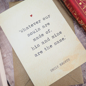 Wuthering Heights Literature Valentines Card - Emily Bronte Quote