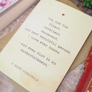 Literature Valentines Card F.Scott Fitzgerald Quote