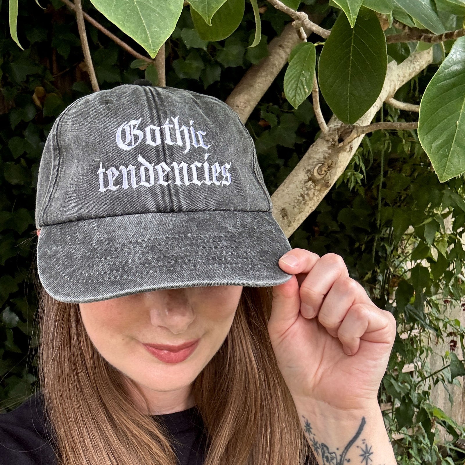 Gothic Tendencies Embroidered Hat - Vintage Black Cap