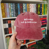 Hell Is Empty Shakespeare Embroidered Hat - Vintage Burgundy Cap