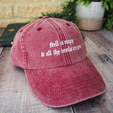Hell Is Empty Shakespeare Embroidered Hat - Vintage Burgundy Cap