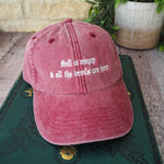 Hell Is Empty Shakespeare Embroidered Hat - Vintage Burgundy Cap