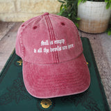 Hell Is Empty Shakespeare Embroidered Hat - Vintage Burgundy Cap