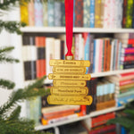 Jane Austen Book Stack Brass Christmas Decoration & Bookmark