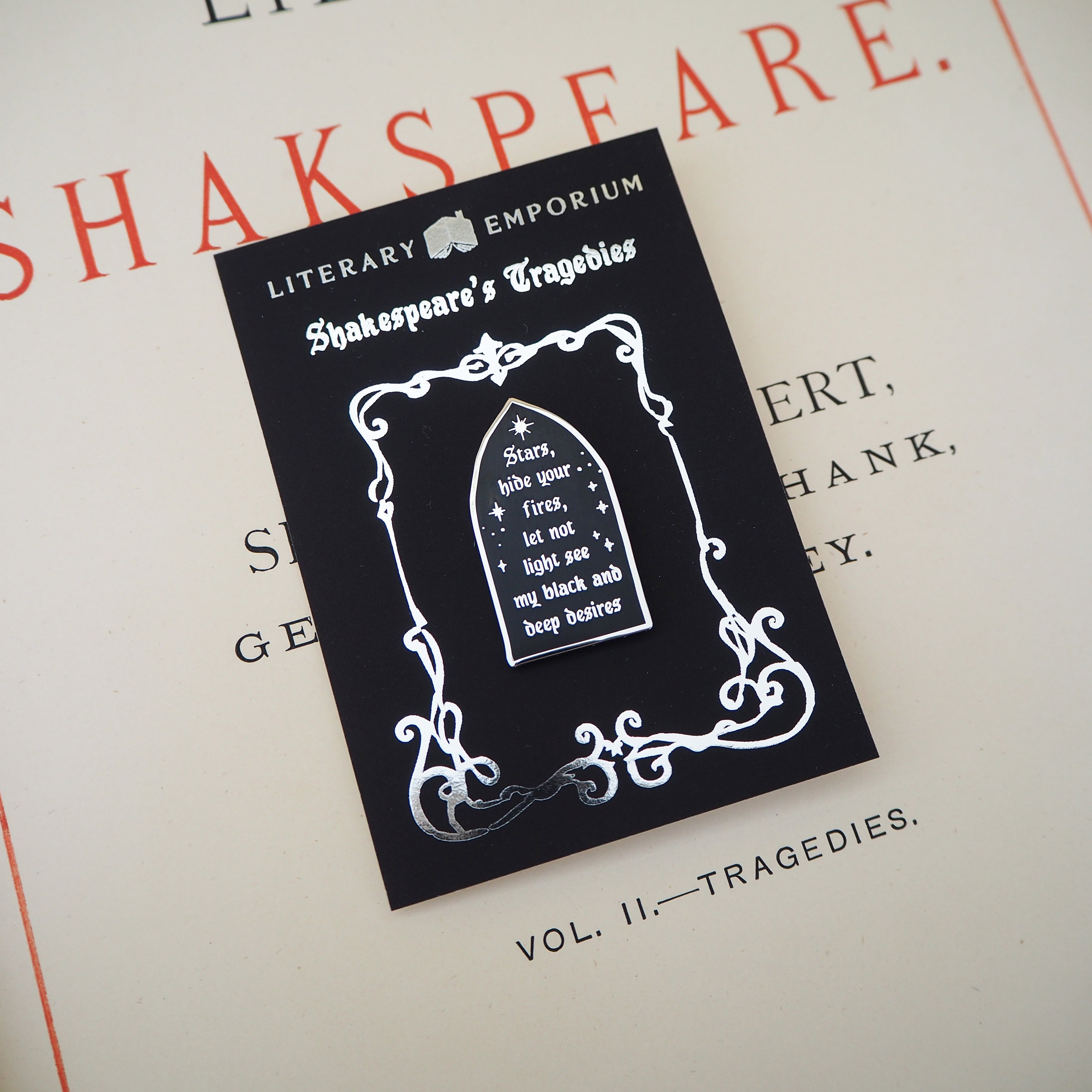 Macbeth ‘Stars, Hide Your Fires’ Enamel Pin - Shakespeare’s Tragedies Collection