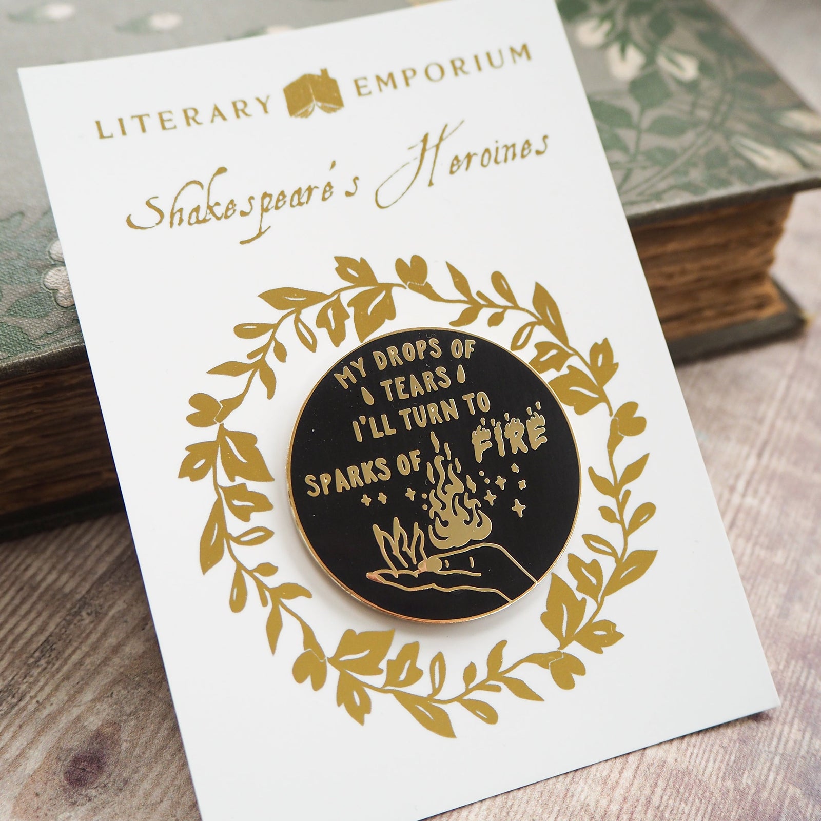 Queen Katharine Enamel Pin - Shakespeare's Heroines Collection - Literary Emporium 
