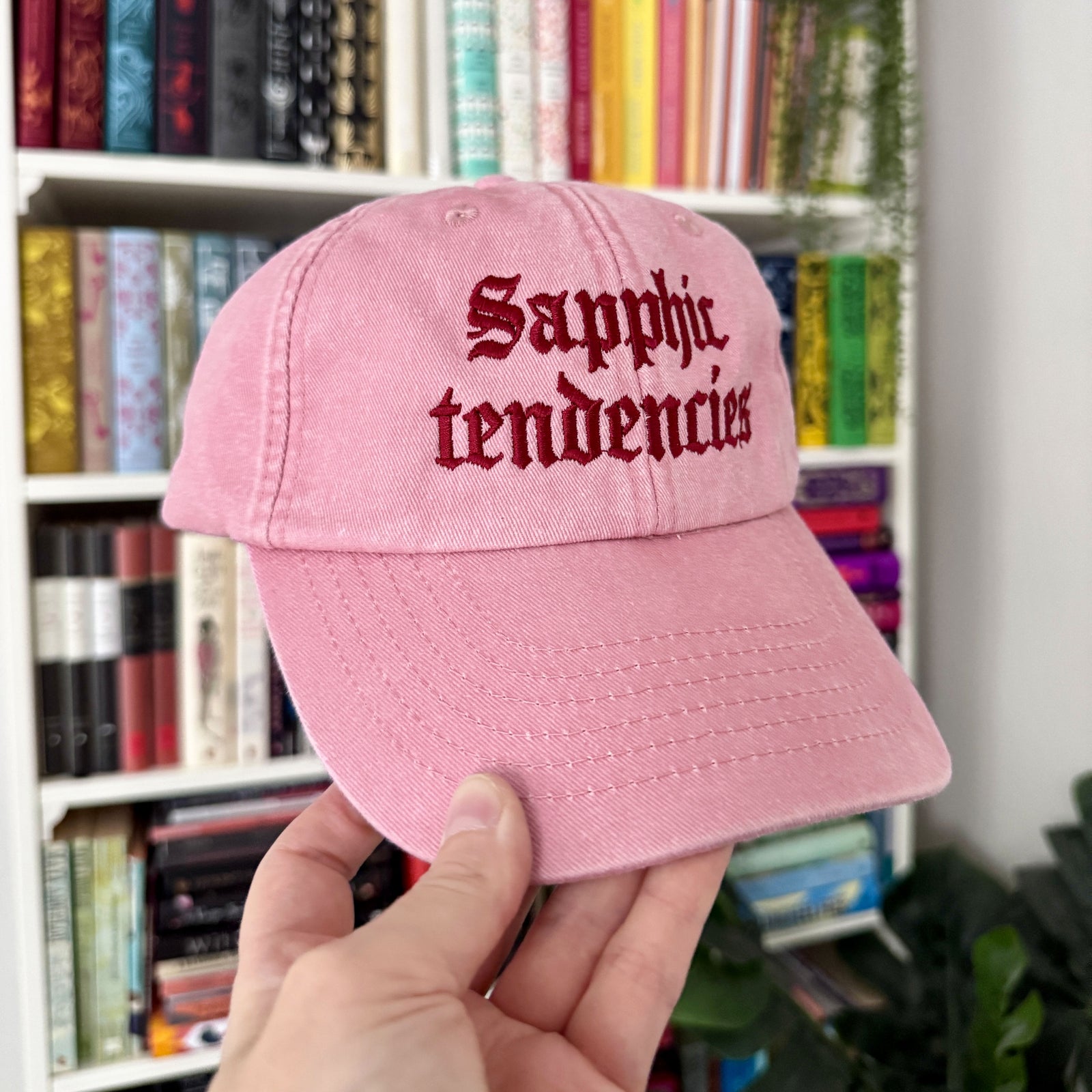 Sapphic Tendencies Embroidered Hat - Vintage Pink Cap