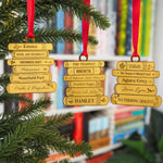 Literary Christmas Decorations - Set of 3 Brass Book Stack Ornaments & Bookmarks