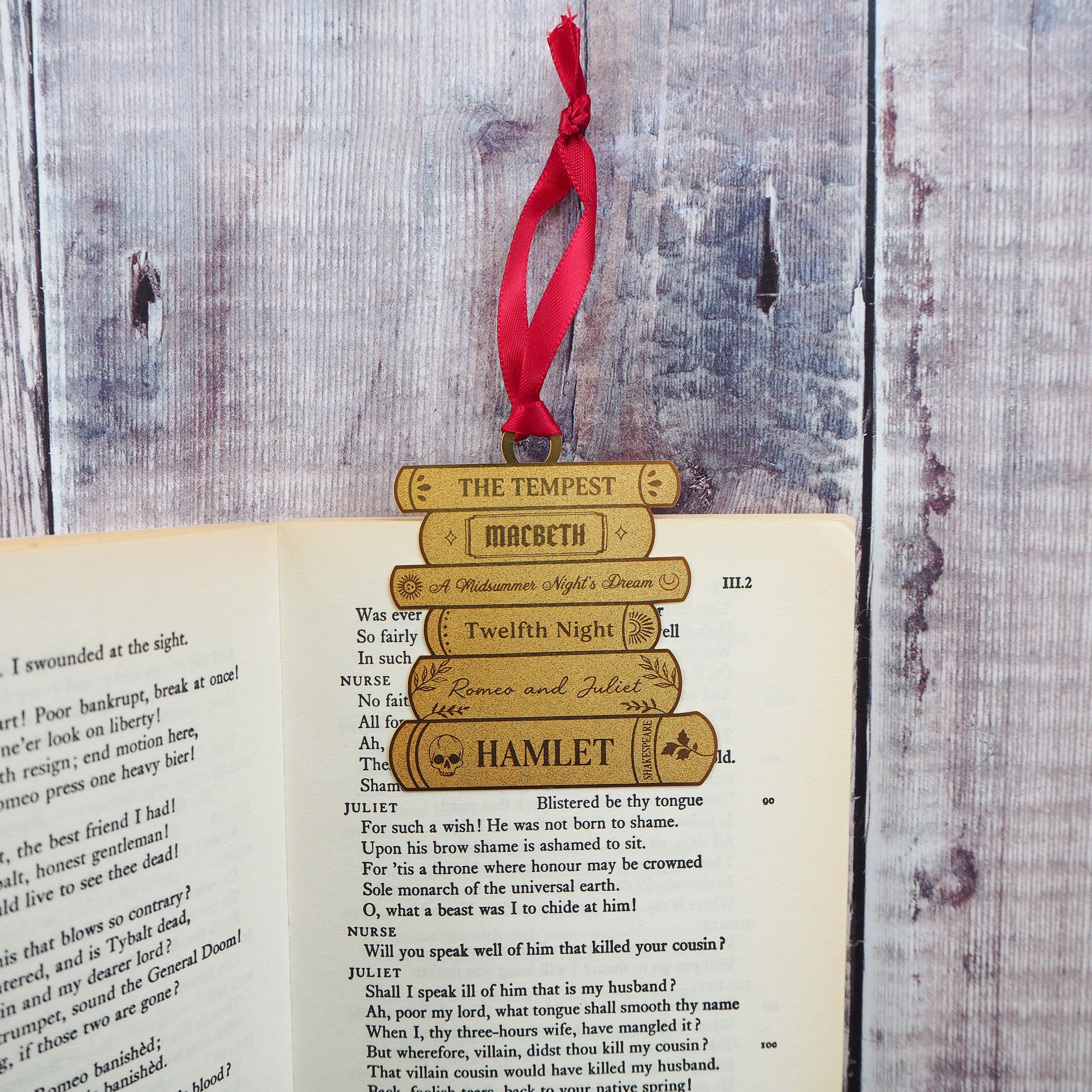 Shakespeare Book Stack Brass Christmas Decoration & Bookmark