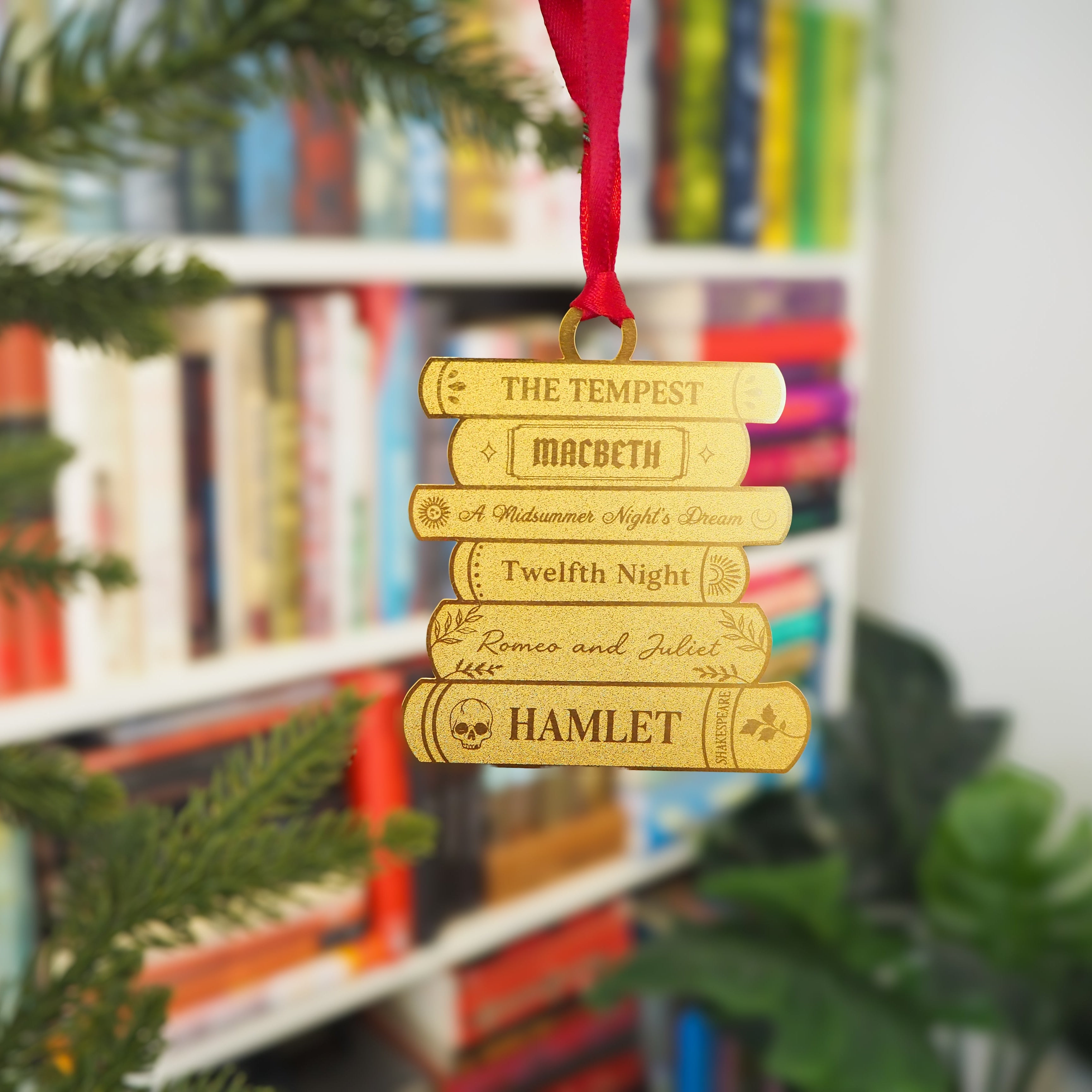 Shakespeare Book Stack Brass Christmas Decoration & Bookmark