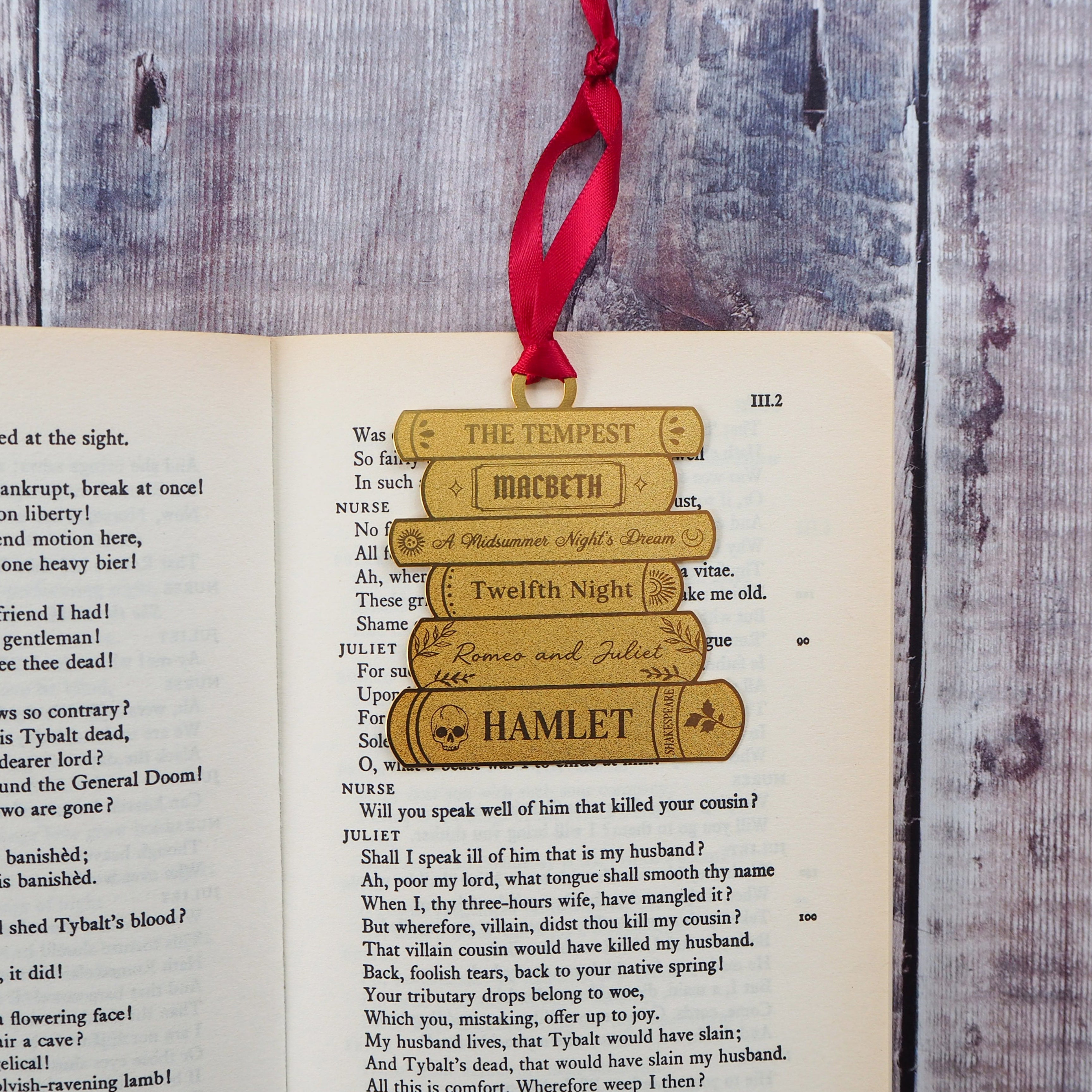 Shakespeare Book Stack Brass Christmas Decoration & Bookmark