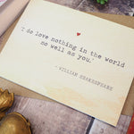 Literature Valentines Card Shakespeare Quote