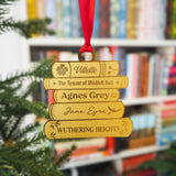 Brontë Sisters Book Stack Brass Christmas Decoration & Bookmark