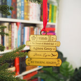 Brontë Sisters Book Stack Brass Christmas Decoration & Bookmark