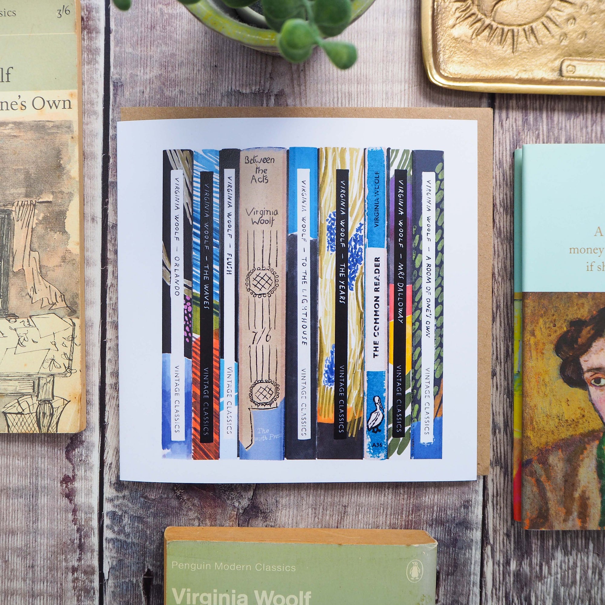 Virginia Woolf Book Spines Greetings Card
