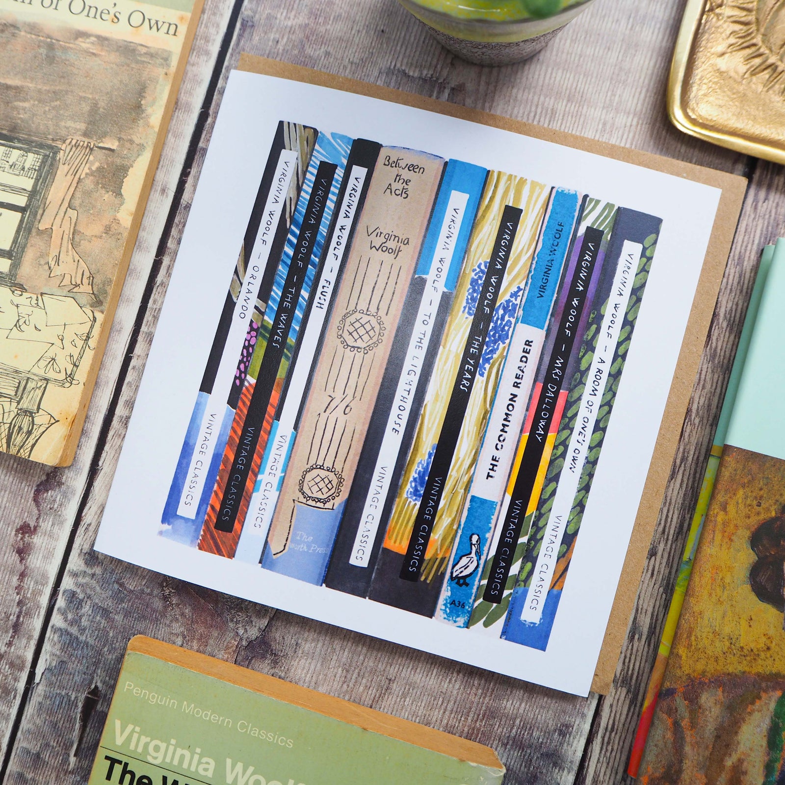 Virginia Woolf Book Spines Greetings Card