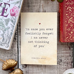 Literature Valentines Card Virginia Woolf Quote - Literary Emporium Ltd