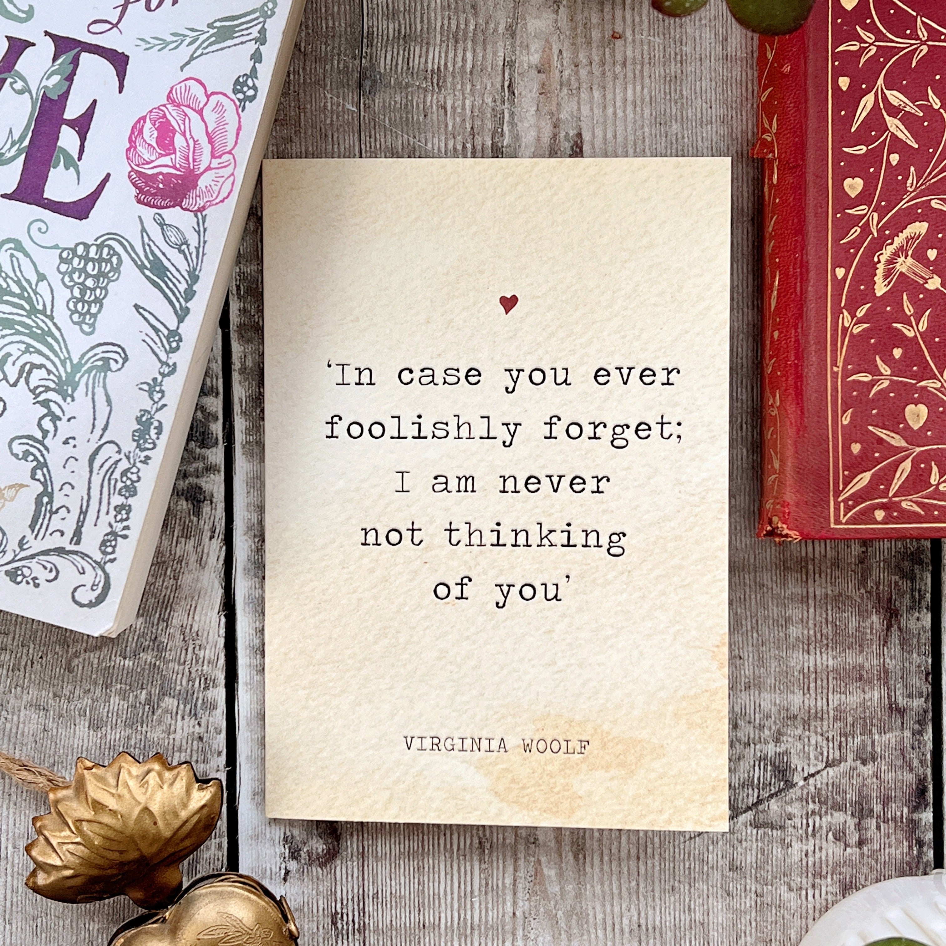 Literature Valentines Card Virginia Woolf Quote - Literary Emporium Ltd