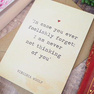 Literature Valentines Card Virginia Woolf Quote
