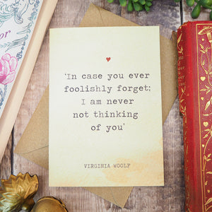 Literature Valentines Card Virginia Woolf Quote