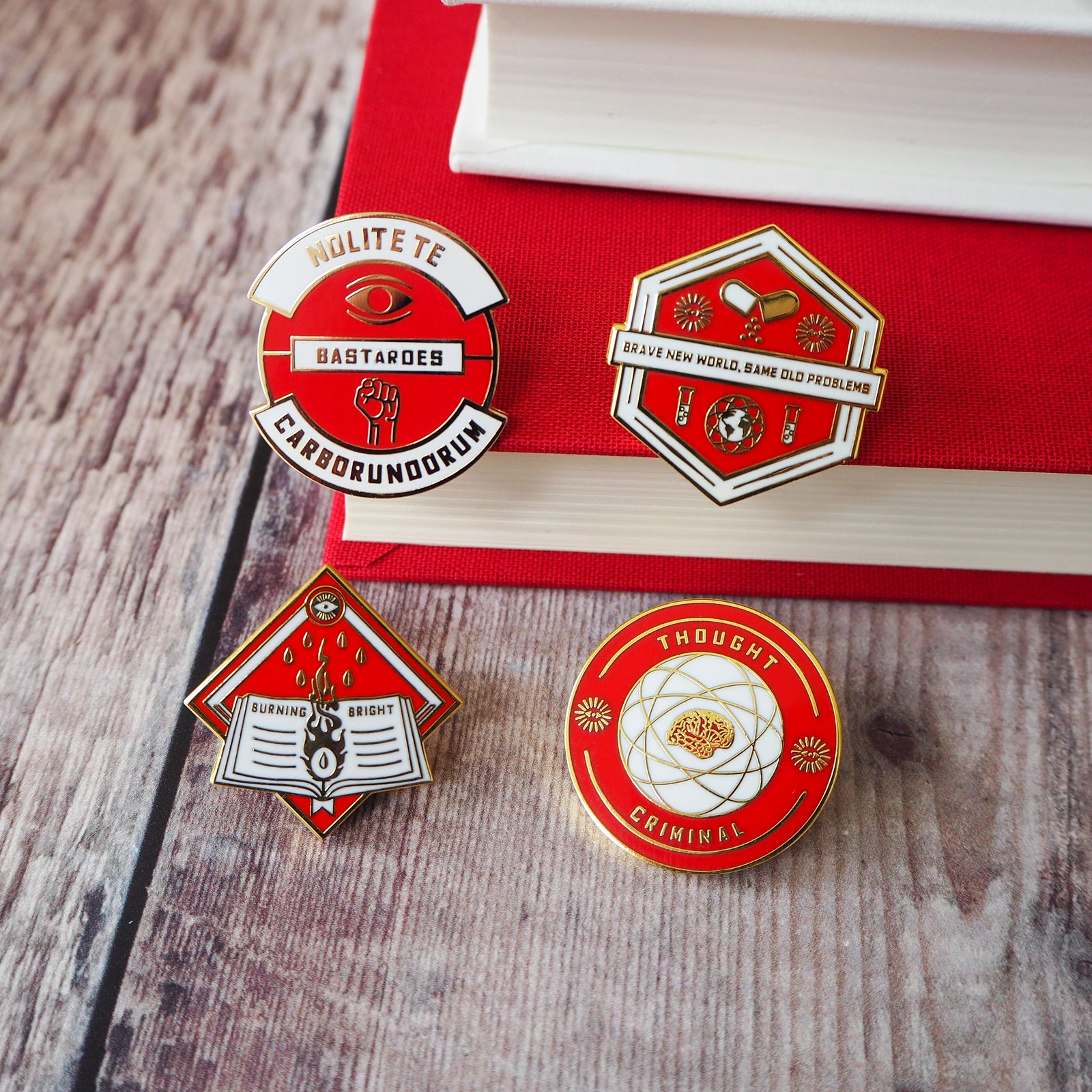 Dystopian Literature Enamel Pin Set
