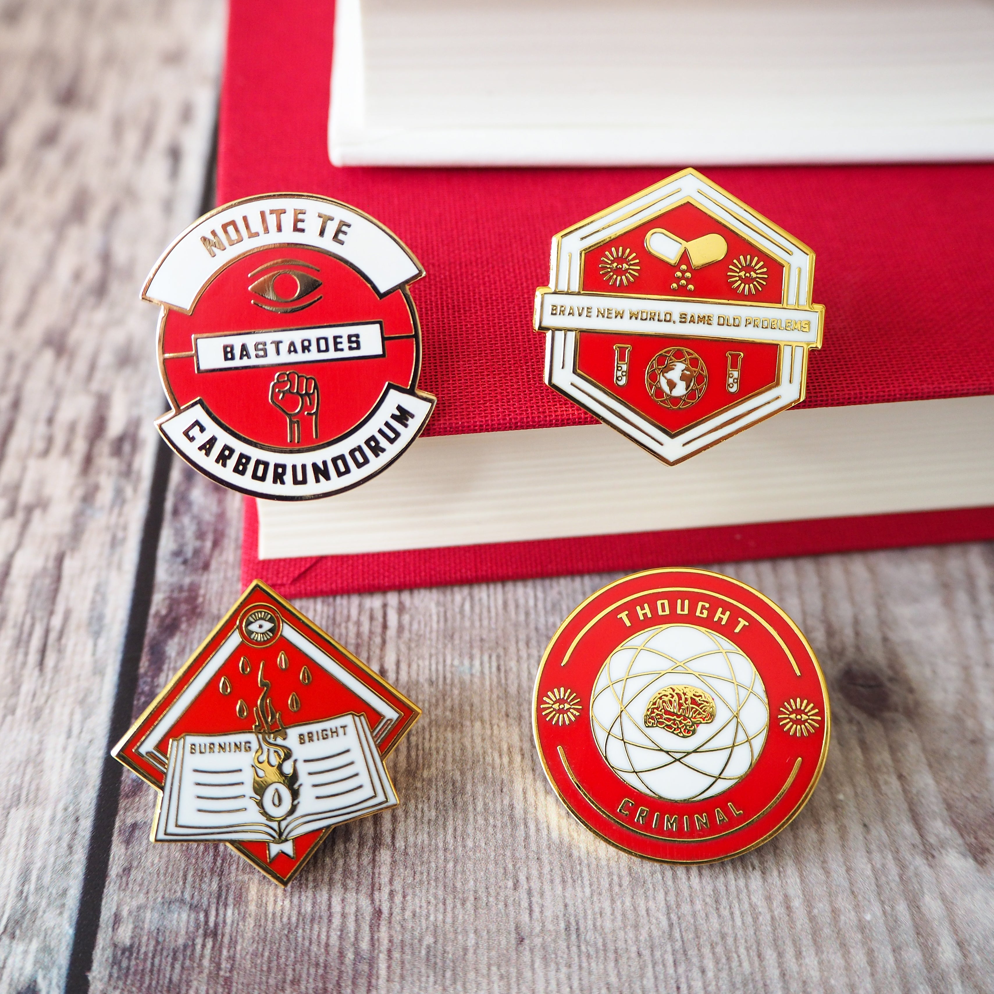 Dystopian Literature Enamel Pin Set