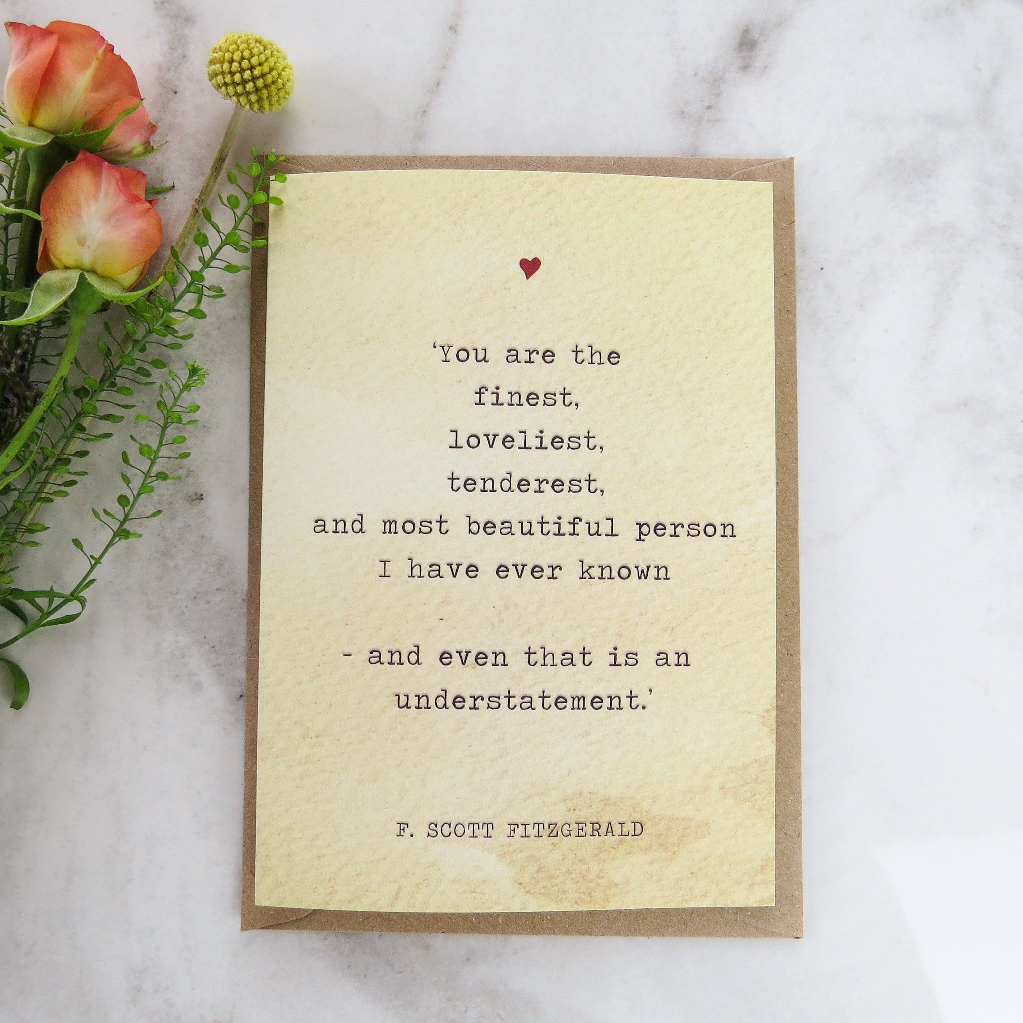 Literature Valentines Card F.Scott Fitzgerald Quote - Literary Emporium Ltd