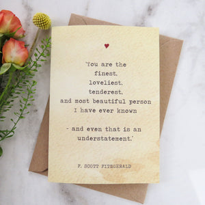 Literature Valentines Card F.Scott Fitzgerald Quote - Literary Emporium 