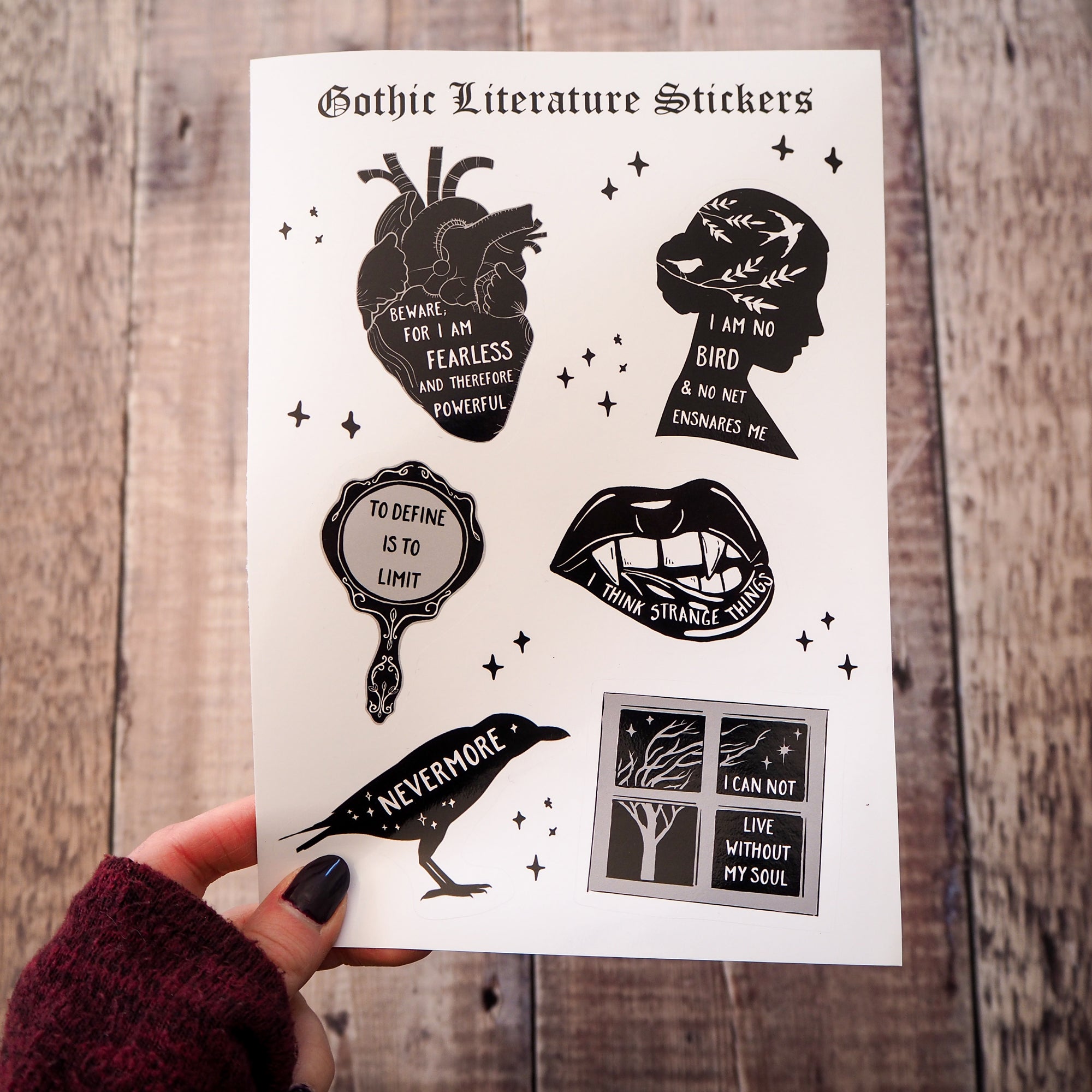 Gothic Literature Vinyl Sticker Sheet - Literary Emporium 