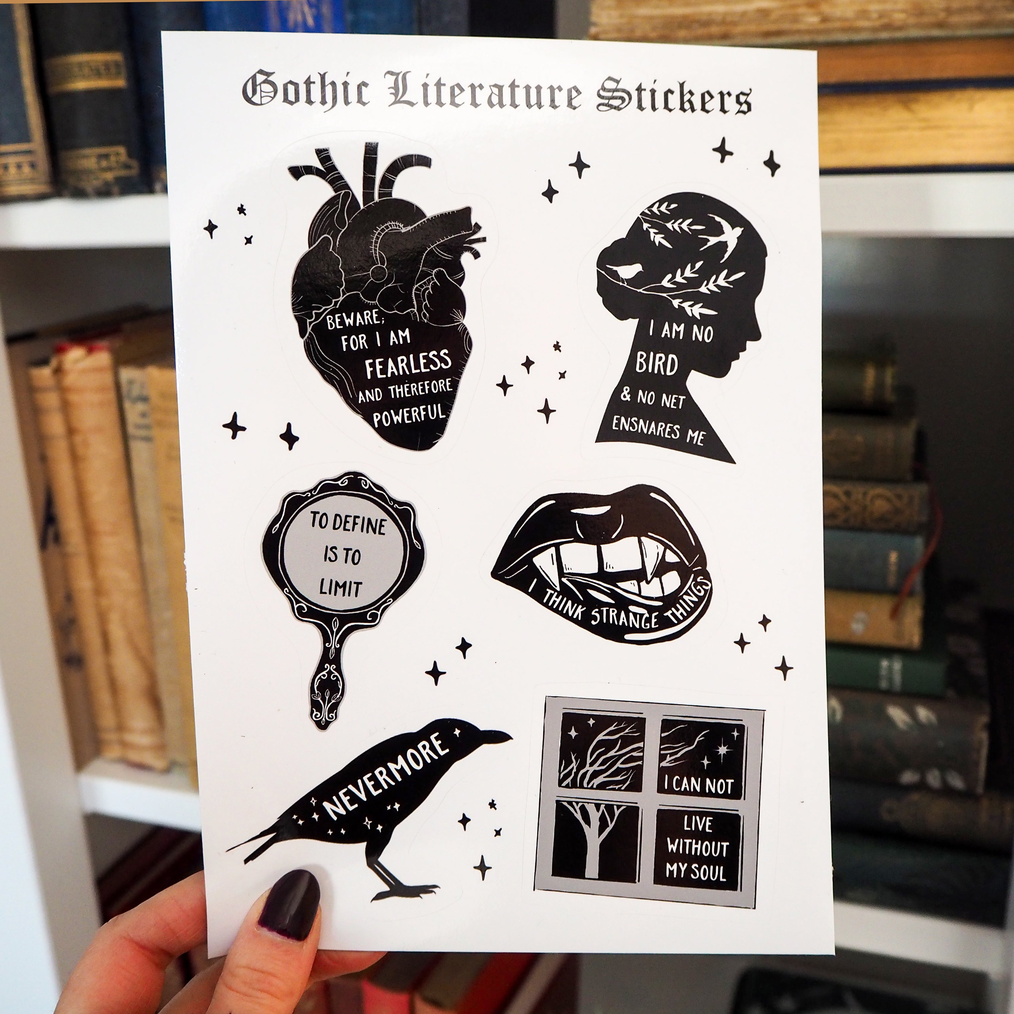 Gothic Literature Vinyl Sticker Sheet - Literary Emporium 