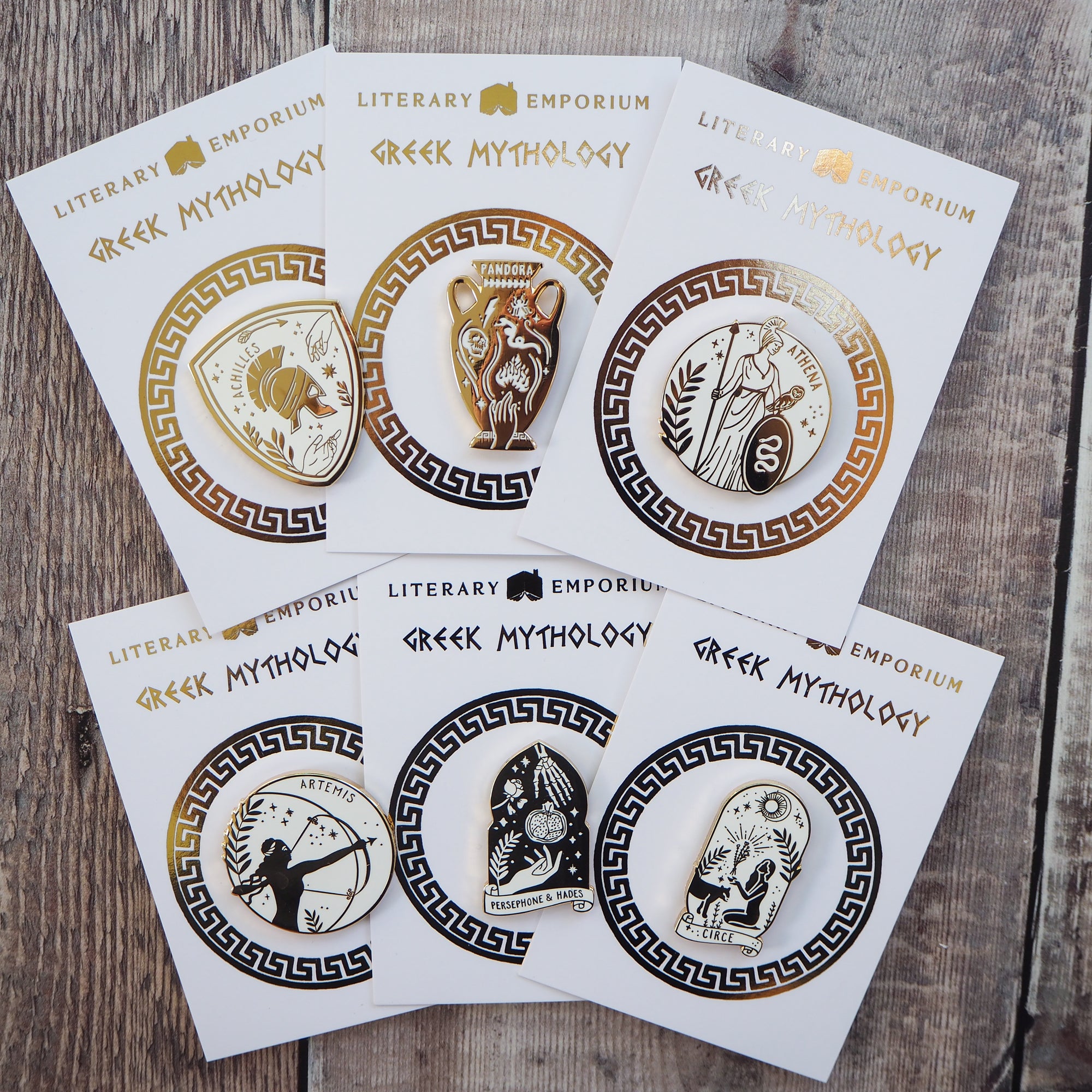 Pin Box Greek Chapter Greek Mythology Enamel Pin Set - Literary Emporium Ltd
