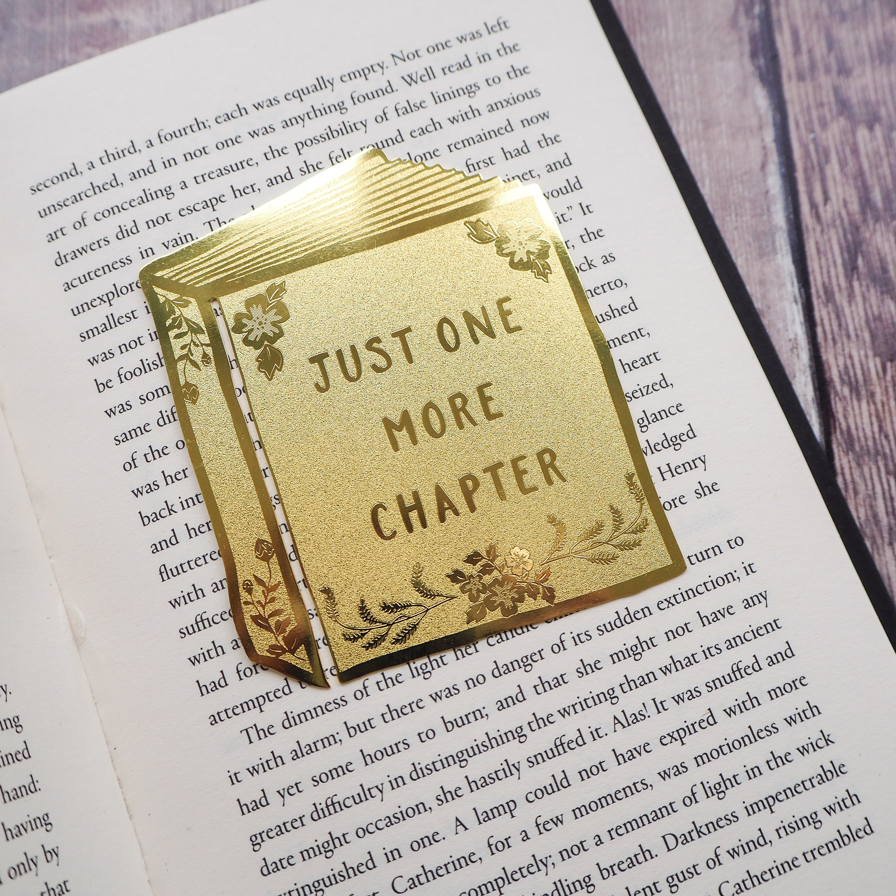 'Just One More Chapter' Brass Bookmark