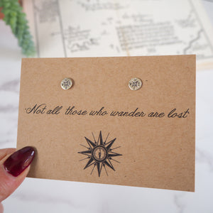 'Not All Who Wander…' Compass Earrings - Literary Emporium 