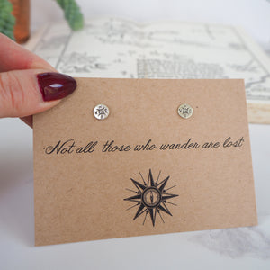 'Not All Who Wander…' Compass Earrings - Literary Emporium 