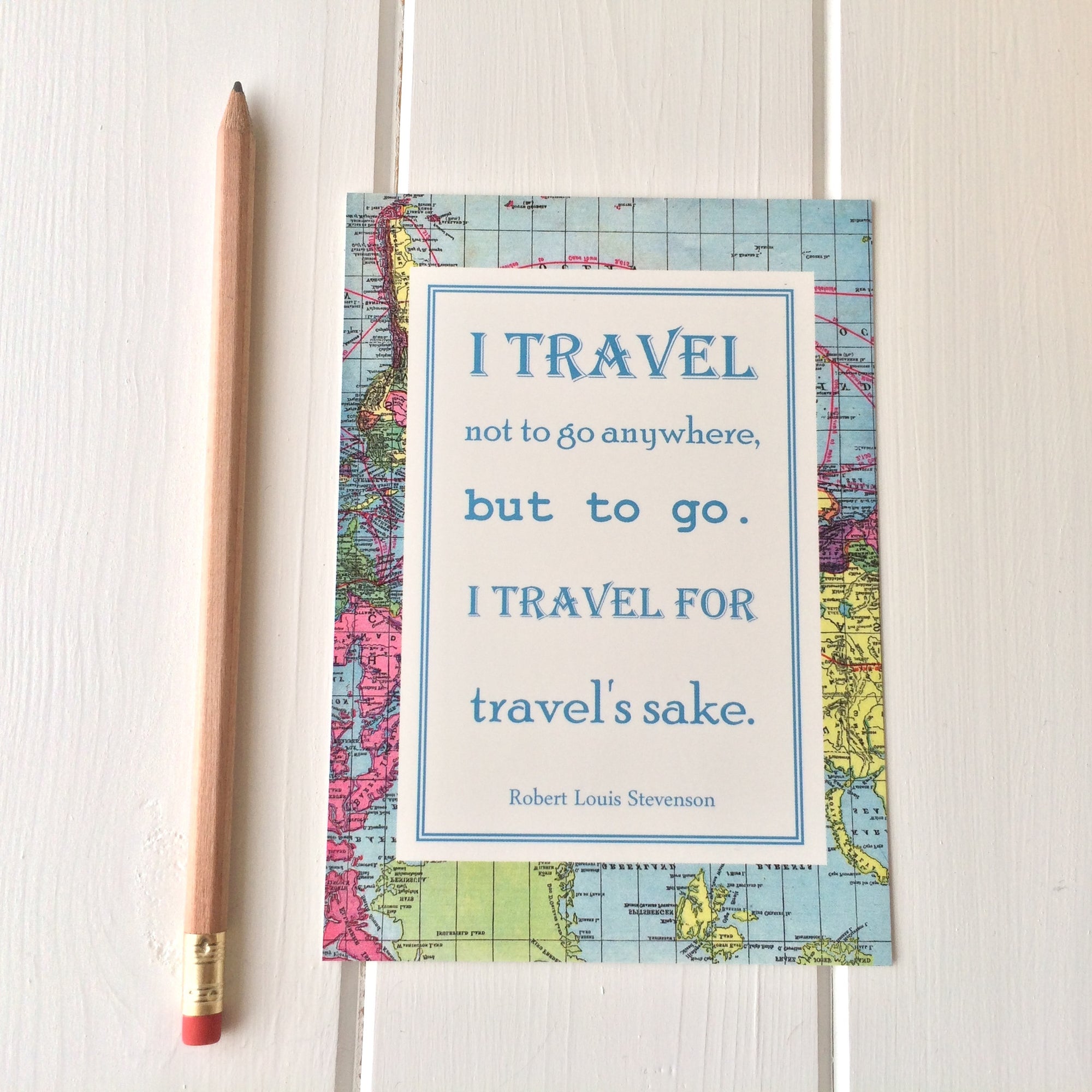 Vintage Map Travel Quote Postcard - Literary Emporium 