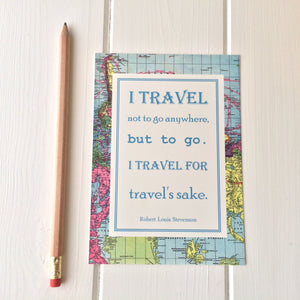 Vintage Map Travel Quote Postcard - Literary Emporium 