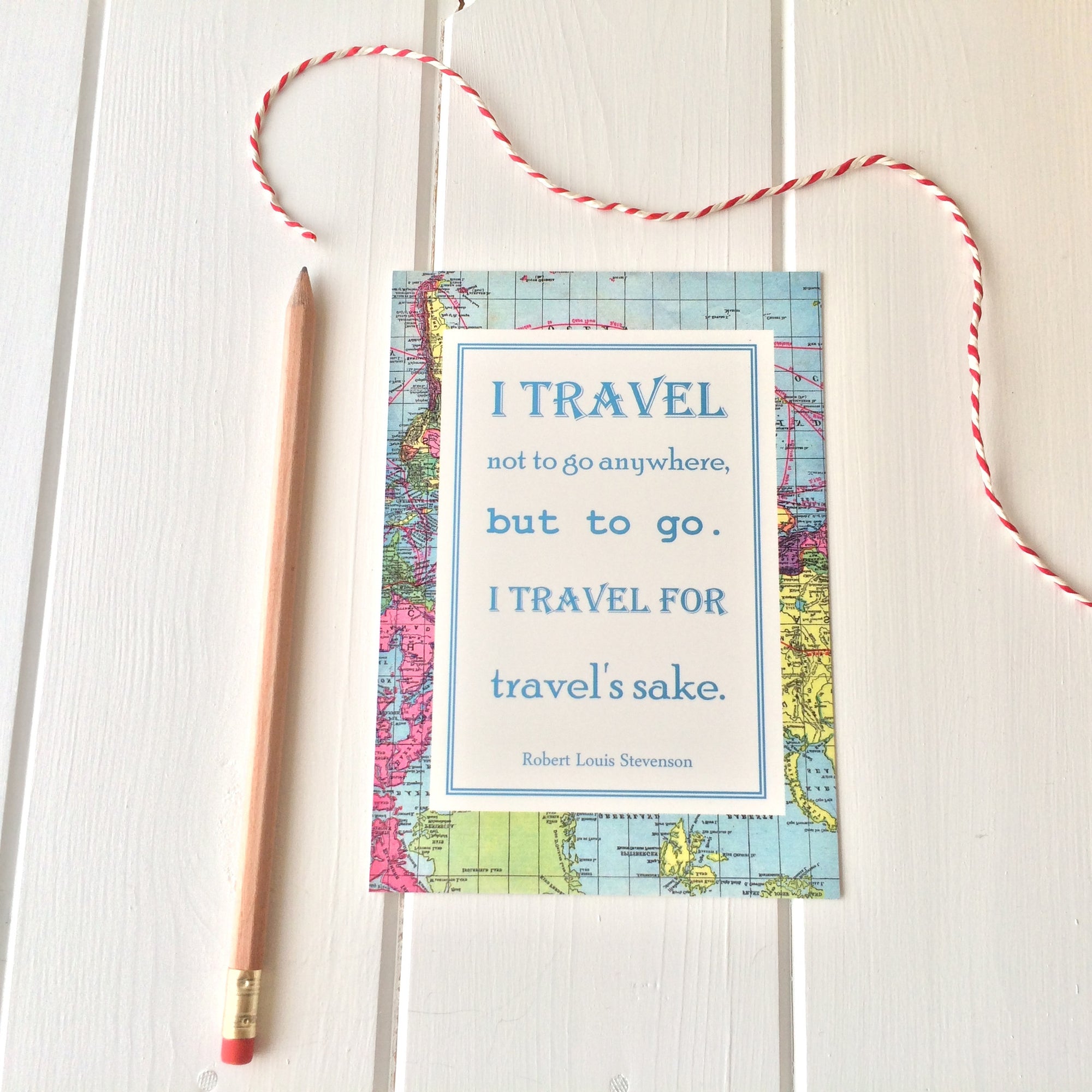 Vintage Map Travel Quote Postcard - Literary Emporium 