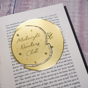 'Midnight Readers Club' Moon Brass Bookmark