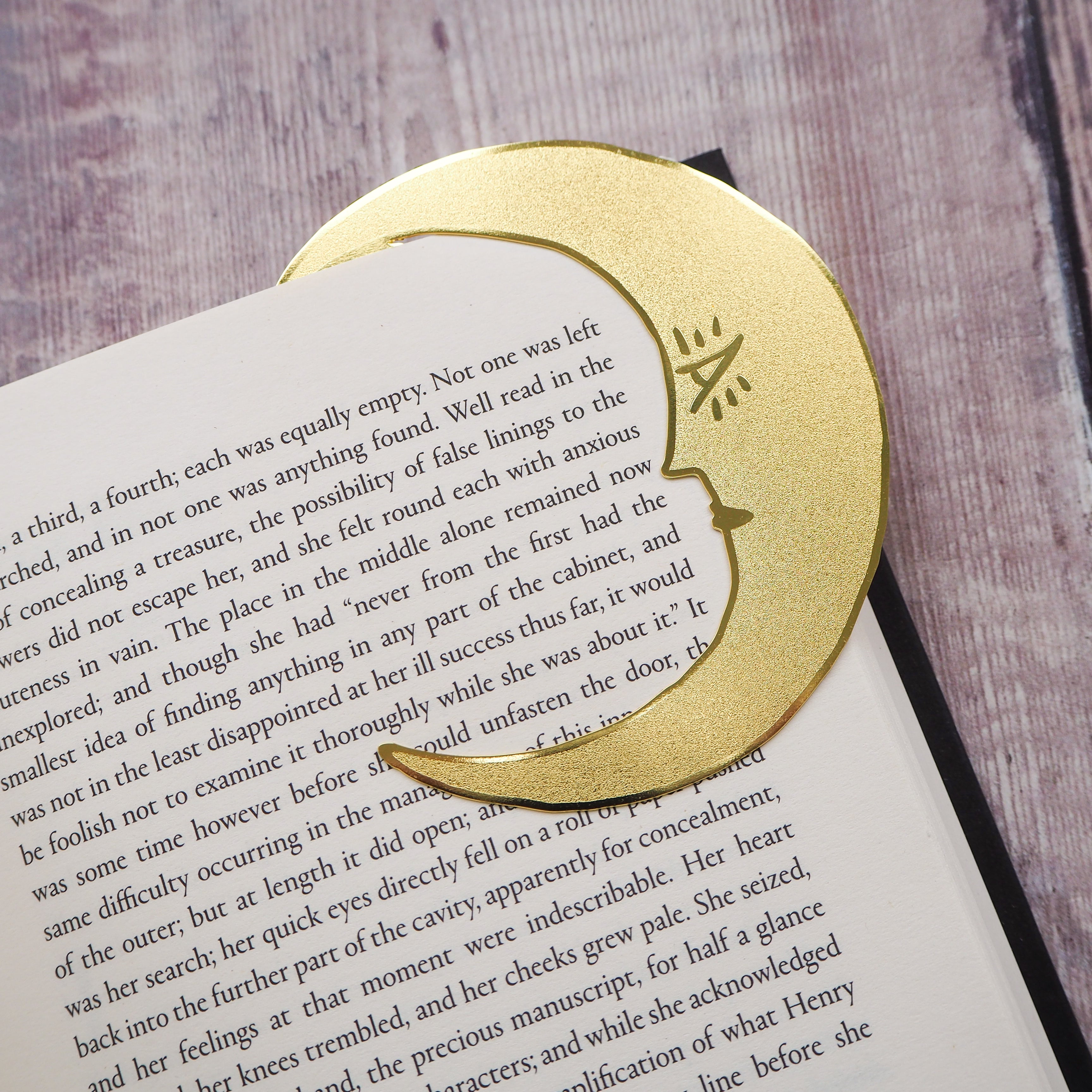 'Midnight Readers Club' Moon Brass Bookmark