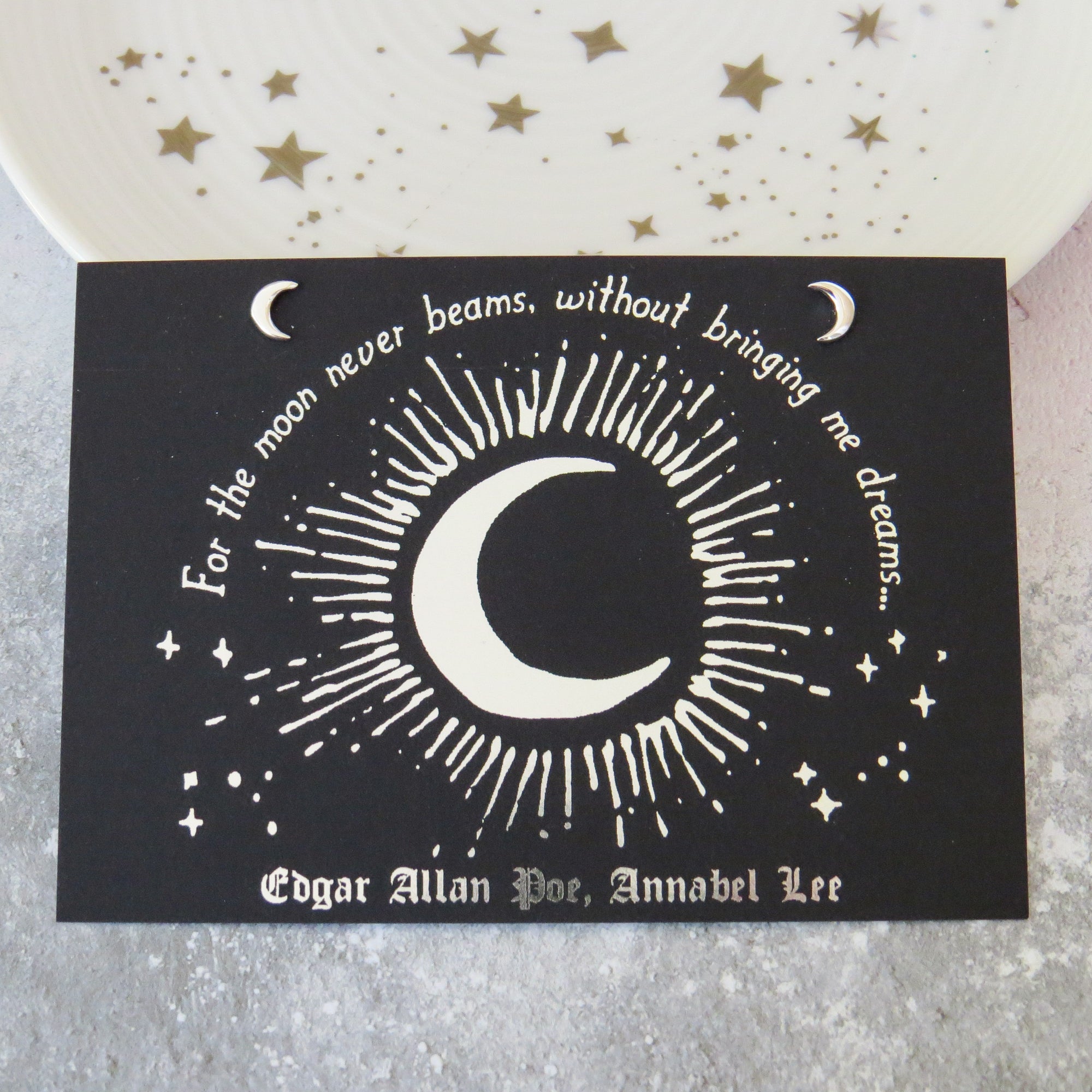 Edgar Allan Poe Moon Earrings - Gothic Literature Collection - Literary Emporium 