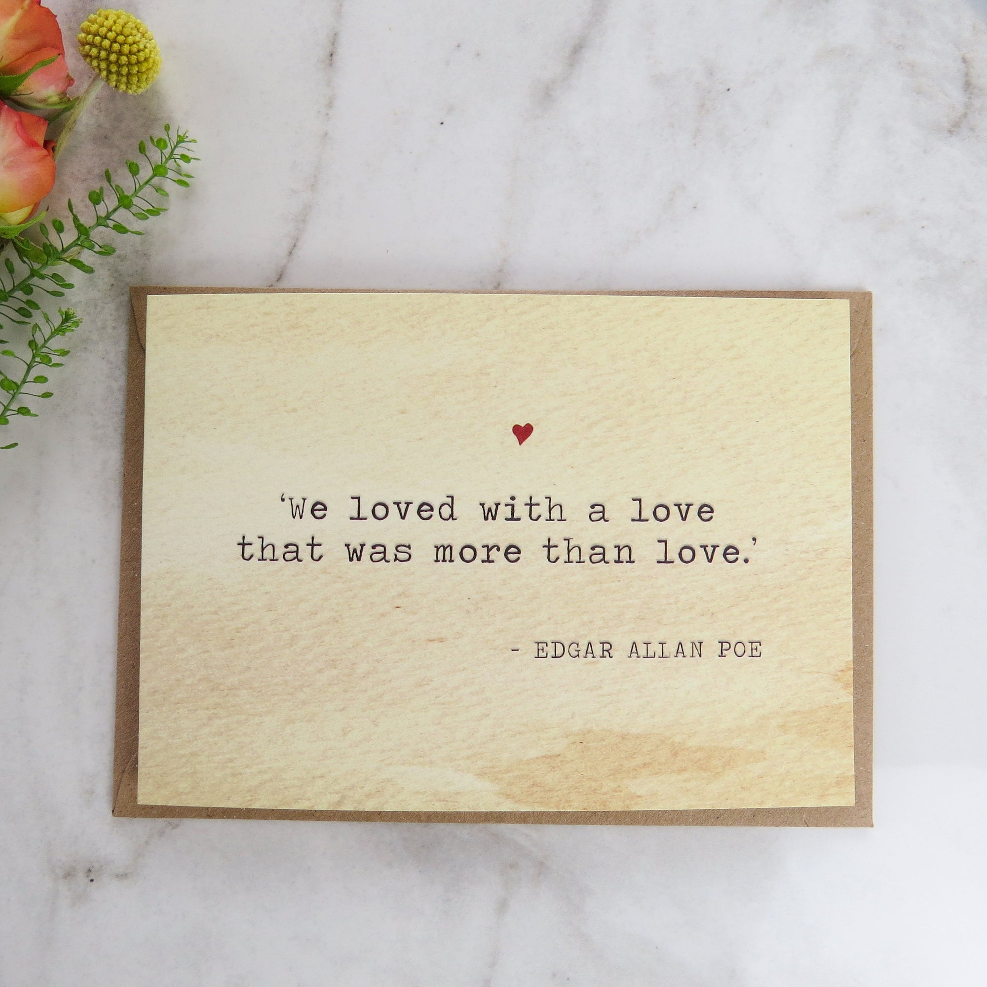 Literature Valentines Card Edgar Allan Poe Quote - Literary Emporium 